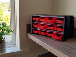 Dust Resistant Small Parts Storage Parts Bin Compartment Organiser Unit (4 bin options), 4 Drawers, Filstorage