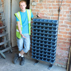 Freestanding Louvre Panel Parts Storage Bin Rack with 72 Bins 1250mm H, T302, Filstorage