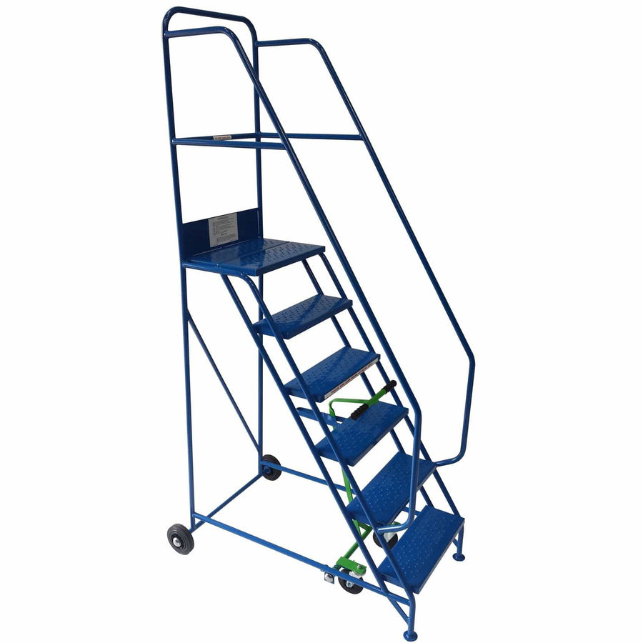 6 Tread Mobile Safety Steps, Blue RAL 5005, Filstorage