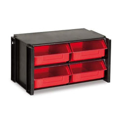 Dust Resistant Small Parts Storage Parts Bin Compartment Organiser Unit (4 bin options), 4 Drawers, Filstorage