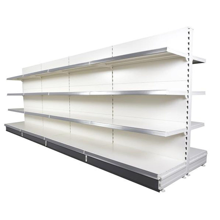 Retail Shop Shelving Run of 4 x Gondola Bays 1.4m High with Shelves, 1250mm wide bays, Filstorage