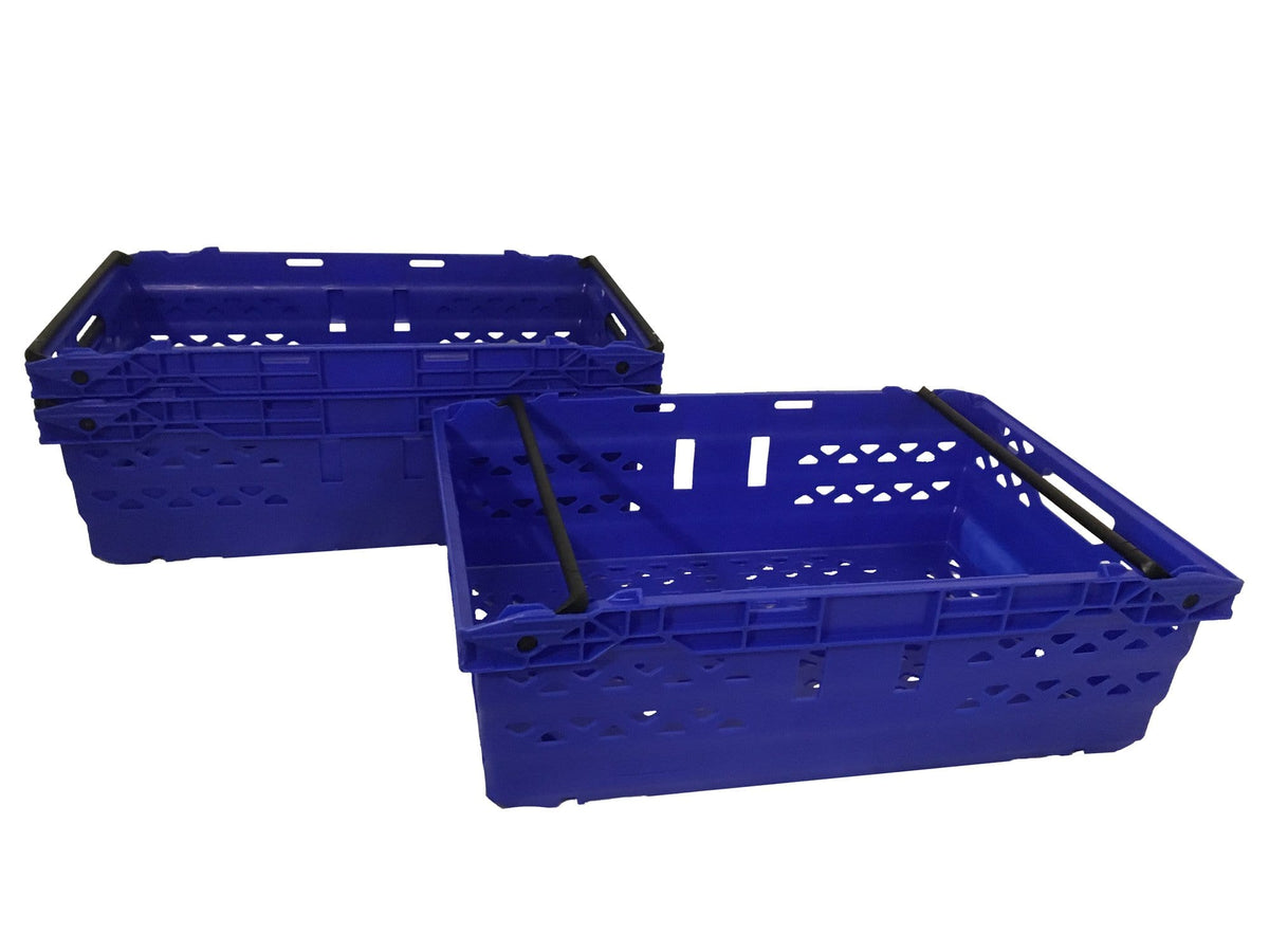 10 x Supermarket Bale Arm Crate (35L), Green, Filstorage