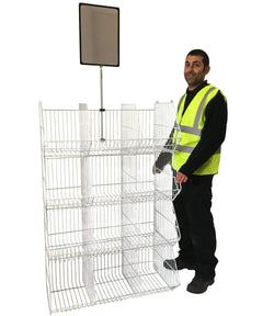 Set of 4 Large Wire Storage Stacking Display Baskets & 8 Dividers, 900mm White Basket Stack Kit, Filstorage