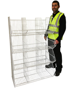 Large Wire Storage Stacking Display Basket (Single), 900mm Single Basket - White, Filstorage