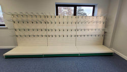 Retail Shop Shelving Run of 3 x Gondola Bays 1400mm H with Perforated Panels, Single-Sided, Filstorage