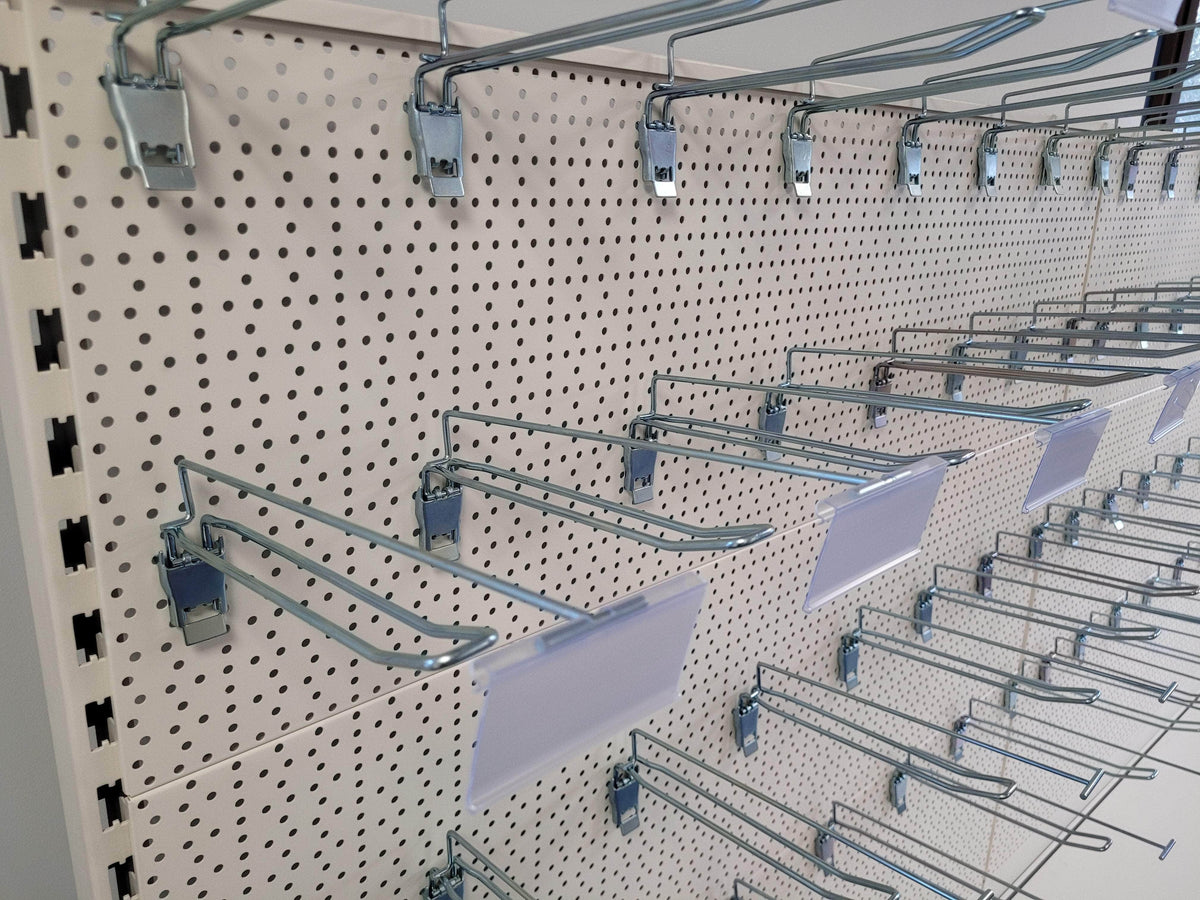 Retail Shop Shelving Run of 3 x Gondola Bays 2200mm H with Perforated Panels, Single-Sided, Filstorage
