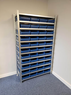 Stemo Picking Shelving Unit with Plastic Shelf Bins 1790mm H x 1000mm W x 400mm D, 44 x 4024 Shelf Bins, Filstorage