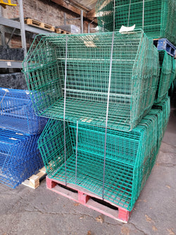 CLEARANCE: Used Wire Storage C2DS Filplastic Baskets with dividers (Bundle of 12 & 24 dividers) ), Green C2DS USED CLEARANCE, Filstorage