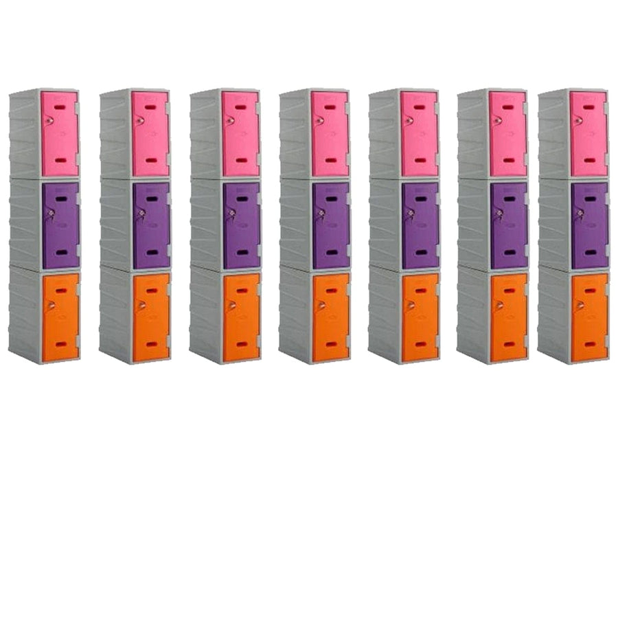 Bundle Offer: 21 x LK2 Plastic Locker 600mm H, 600mm High / Blue / Key Operated Lock, Filstorage
