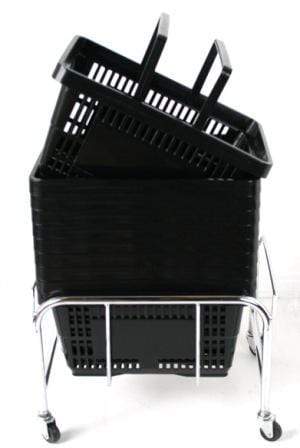 Bundle Offer! 30 Plastic Shopping Baskets & Plinth (7 Colours), Black, Filstorage