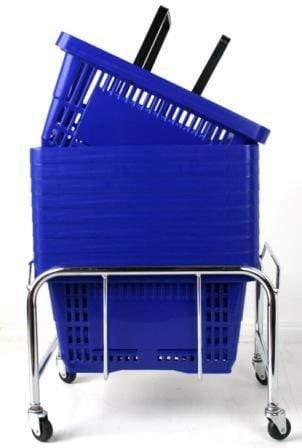 Bundle Offer! 30 Plastic Shopping Baskets & Plinth (7 Colours), Blue, Filstorage