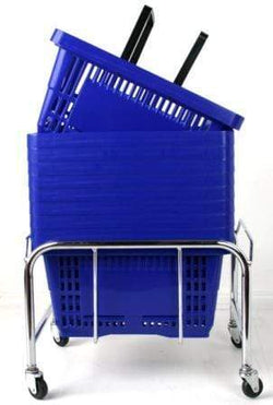 Bundle Offer! 30 Plastic Shopping Baskets & Plinth (7 Colours), Blue, Filstorage
