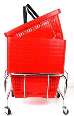 Bundle Offer! 30 Plastic Shopping Baskets & Plinth (7 Colours), Red, Filstorage