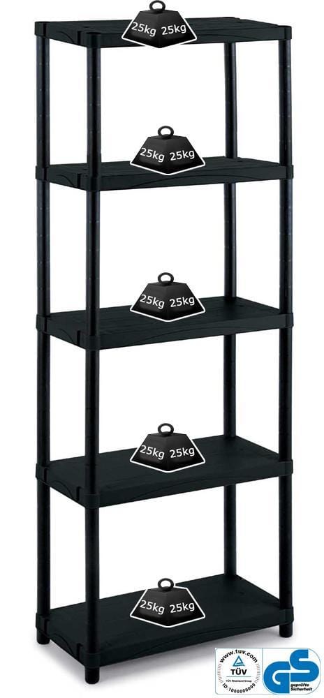 Solid Recycled Plastic Shelving 25kg UDL 5 Levels 1650mm H x 600mm W x 300mm D, 3060S/5, Filstorage