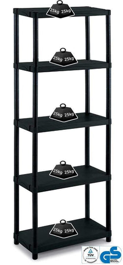 Solid Recycled Plastic Shelving 25kg UDL 5 Levels 1650mm H x 600mm W x 300mm D, 3060S/5, Filstorage