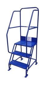 3 Tread Mobile Safety Steps, Blue RAL 5005, Filstorage