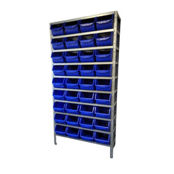Steel Shelf Unit with 36 Storage Parts Bins 2000mm H x 1000mm W x 300mm D, Red, Filstorage