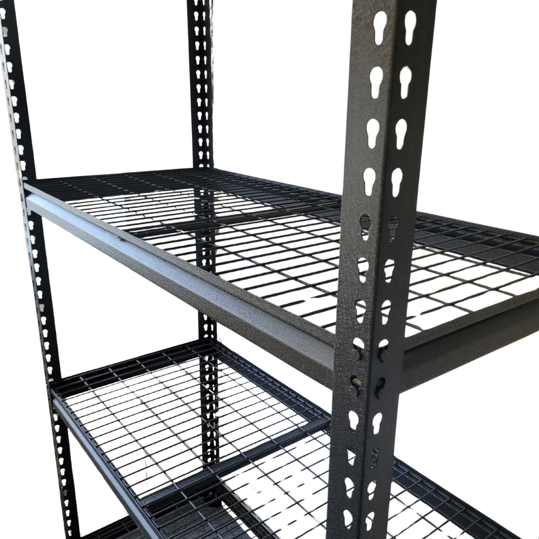 Black Mesh shelving unit  close up