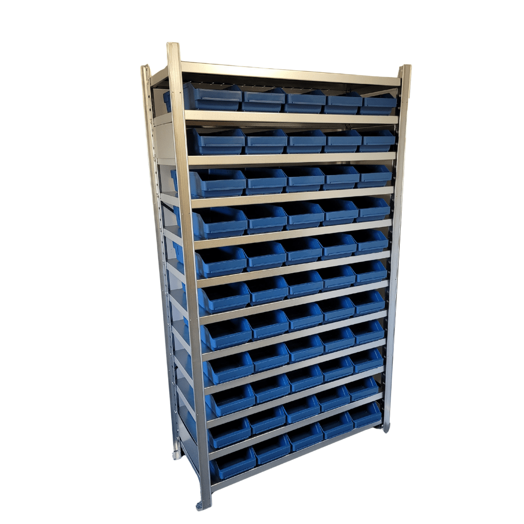 Stemo Picking Shelving Unit with Plastic Shelf Bins 1790mm H x 1000mm W x 400mm D, 55 x 4018 Shelf Bins, Filstorage