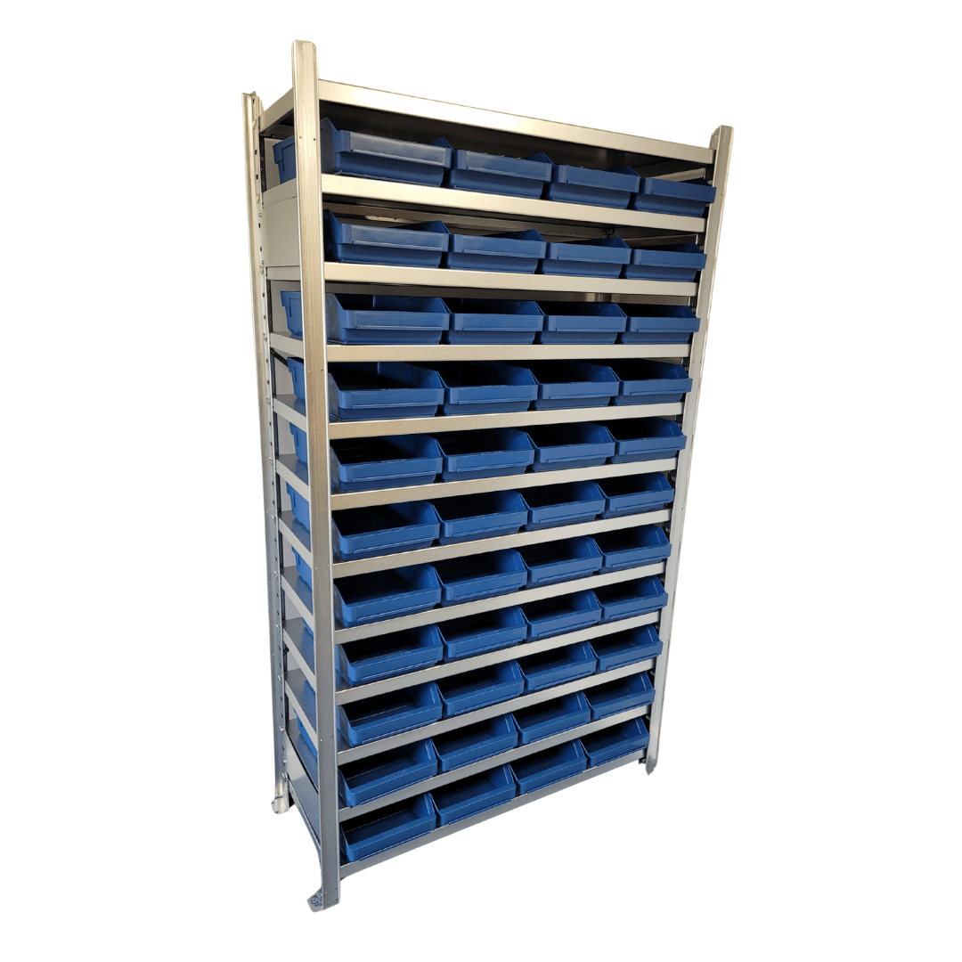 Stemo Picking Shelving Unit with Plastic Shelf Bins 1790mm H x 1000mm W x 400mm D, 44 x 4024 Shelf Bins, Filstorage