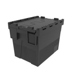 Loadhog 306 Heavy Duty Plastic Storage Container with lid (25 Litres), Black lid/Black Body / 1, Filstorage