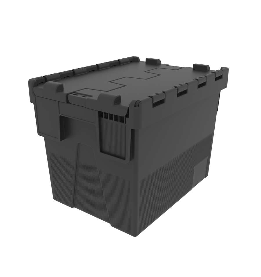 Loadhog 306 Heavy Duty Plastic Storage Container with lid (25 Litres), Black lid/Black Body / 1, Filstorage