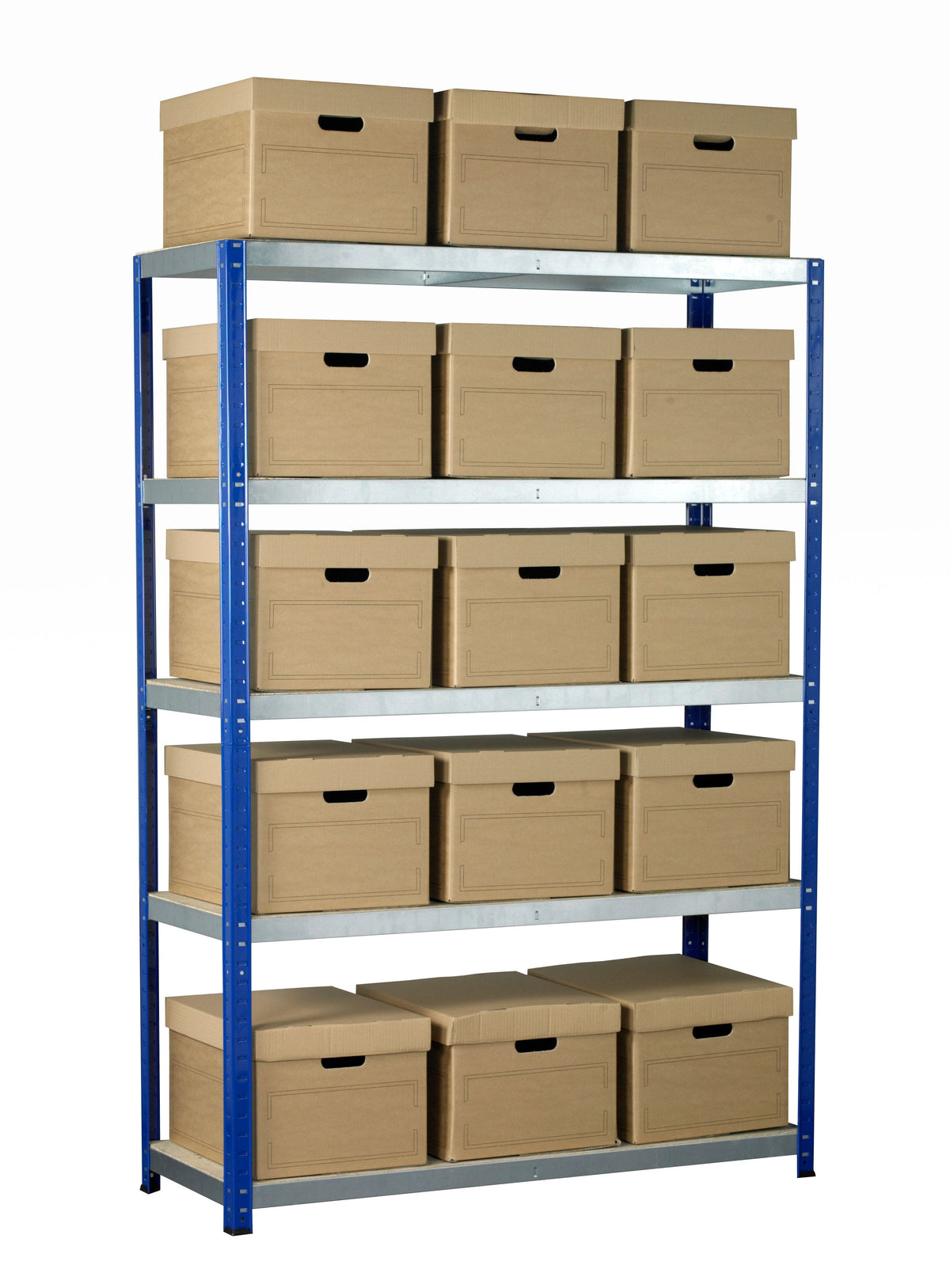 Eco-Rax Heavy-Duty Shelving Unit 265kg per level (4 sizes), 900mm / 450mm, Filstorage