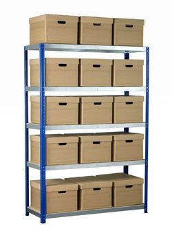 Eco-Rax Heavy-Duty Shelving Unit 265kg per level (4 sizes), 900mm / 450mm, Filstorage
