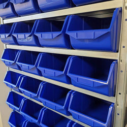 Steel Shelf Unit with 36 Storage Parts Bins 2000mm H x 1000mm W x 300mm D, Red, Filstorage