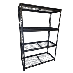 Black Mesh shelving unit front view