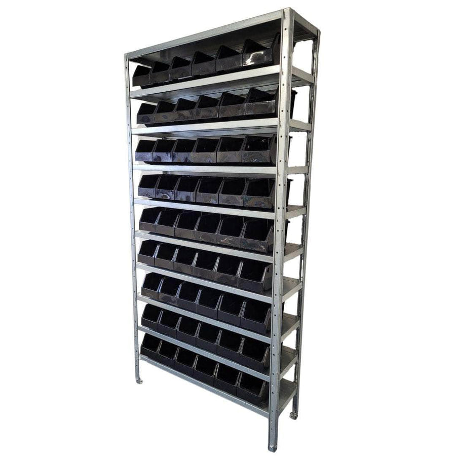 Steel Shelving with Black Kaddy Storage Bins