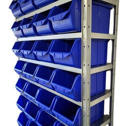 Steel Shelf Unit with 36 Storage Parts Bins 2000mm H x 1000mm W x 300mm D, Red, Filstorage