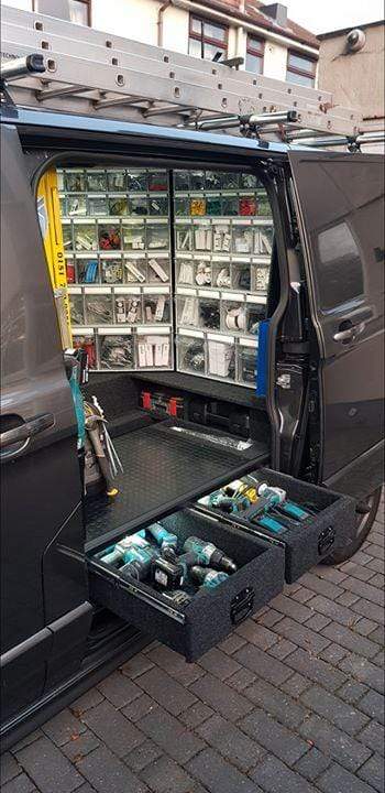 Complete Van Storage Tilt Bin Kit (27 compartments), Tilt Bin Van Kit, Filstorage