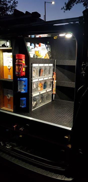 Complete Van Storage Tilt Bin Kit (9 compartments), Tilt Bin Van Kit 9 compartments, Filstorage
