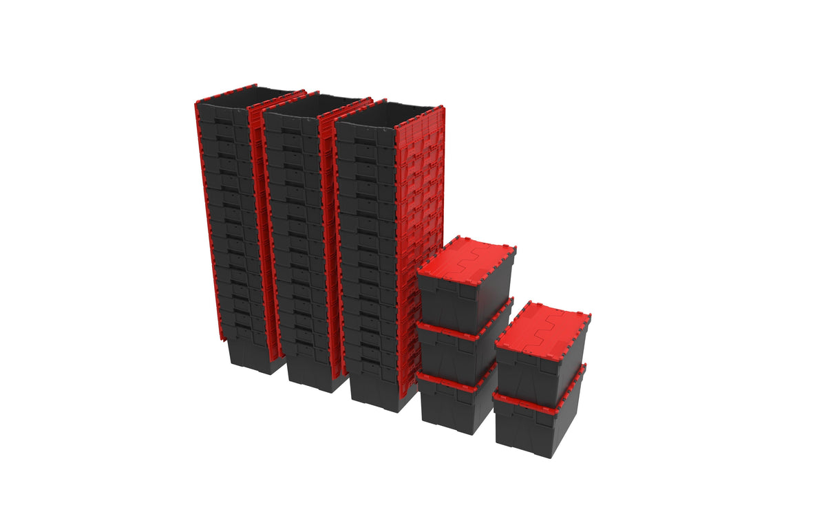 Loadhog Heavy Duty Plastic Storage Container with lid 65 L (Four Colours), Red / 50, Filstorage
