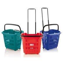 Plastic Shopping Trolley Basket 34L (5 Colours), Black, Filstorage