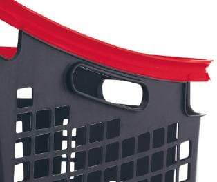 X-Large 4 Wheel Plastic Trolley Basket 65L (4 Colours), Grey/Red, Filstorage
