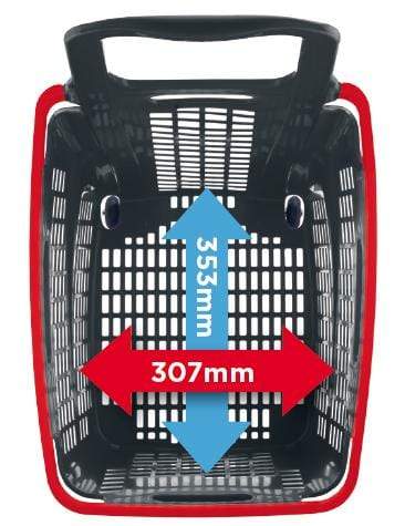 X-Large 4 Wheel Plastic Trolley Basket 65L (4 Colours), Grey/Red, Filstorage