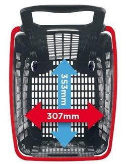 X-Large 4 Wheel Plastic Trolley Basket 65L (4 Colours), Grey/Red, Filstorage