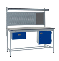 Square Tube Workbench with Louvre Panel & Upper Shelf 840mm Bench Height, 1200mm / Laminate / 1, Filstorage