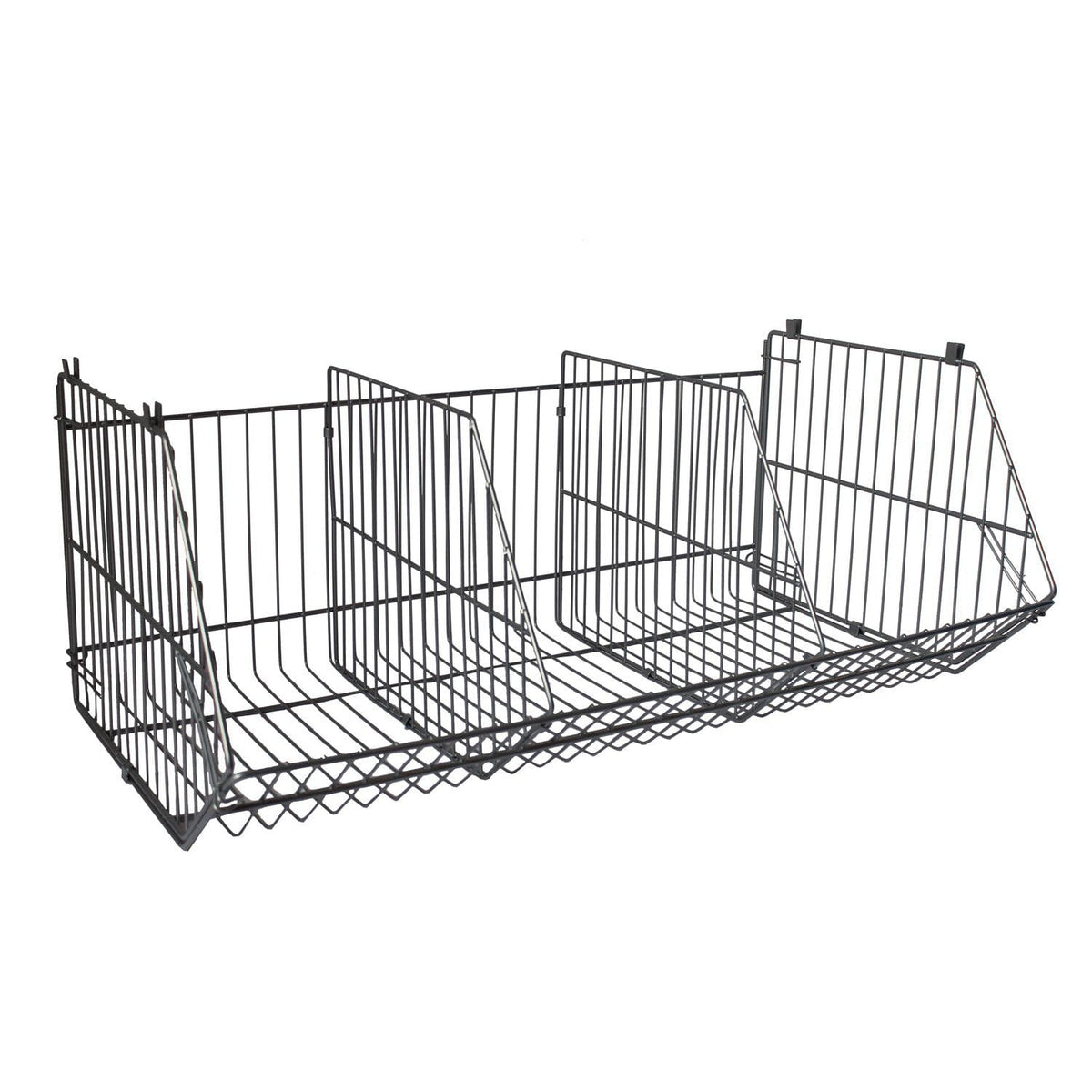 Set of 4 Large Wire Storage Stacking Display Baskets & 8 Dividers, 900mm White Basket Stack Kit, Filstorage