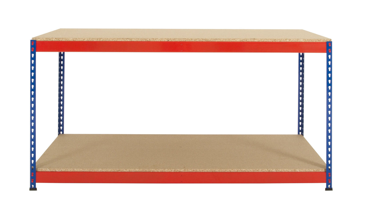 Full Undershelf Rivet Workbench 915mm H x 915mm D, 915 / Grey/Blue / Chipboard, Filstorage