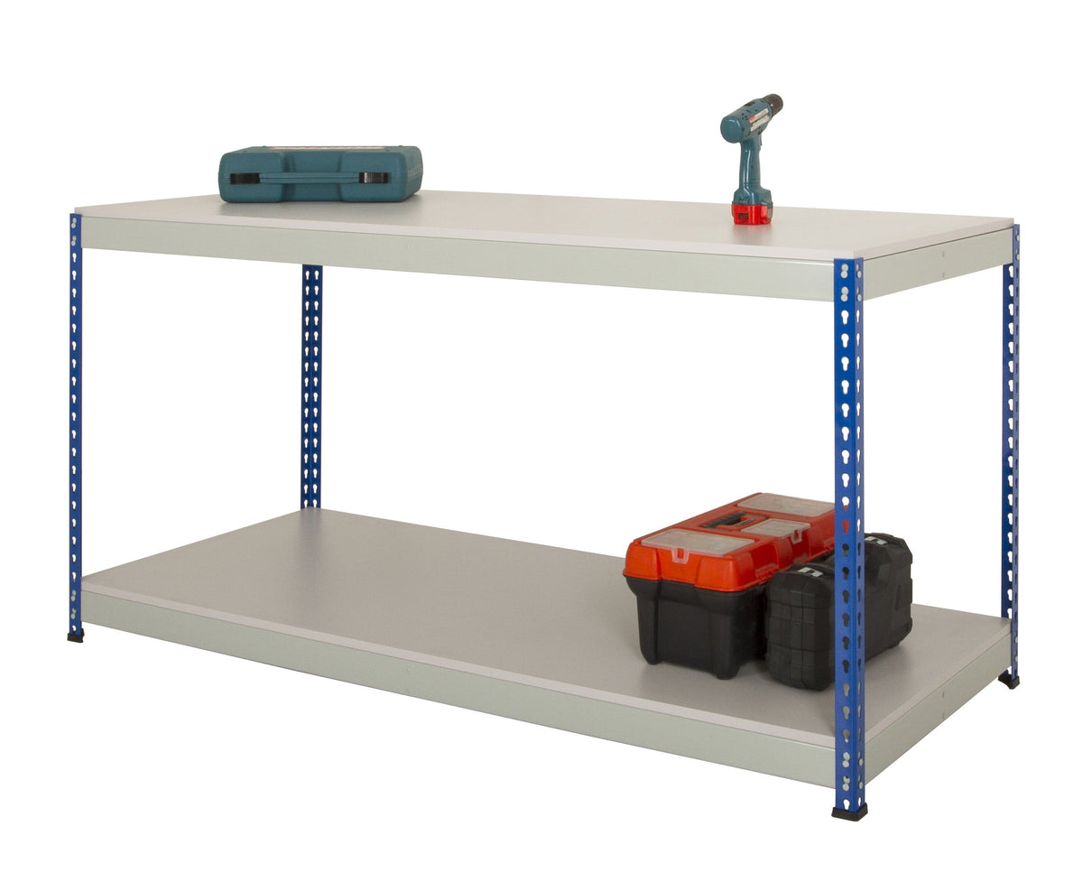 Full Undershelf Rivet Workbench 915mm H x 915mm D, 915 / Grey/Blue / Chipboard, Filstorage