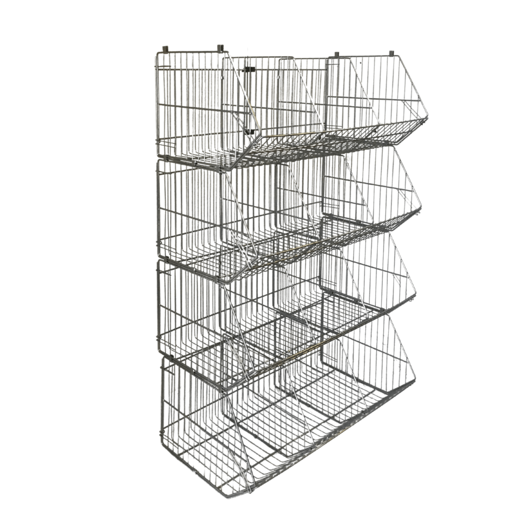 Large Wire Storage Stacking Display Basket (Single), 900mm Single Basket - White, Filstorage