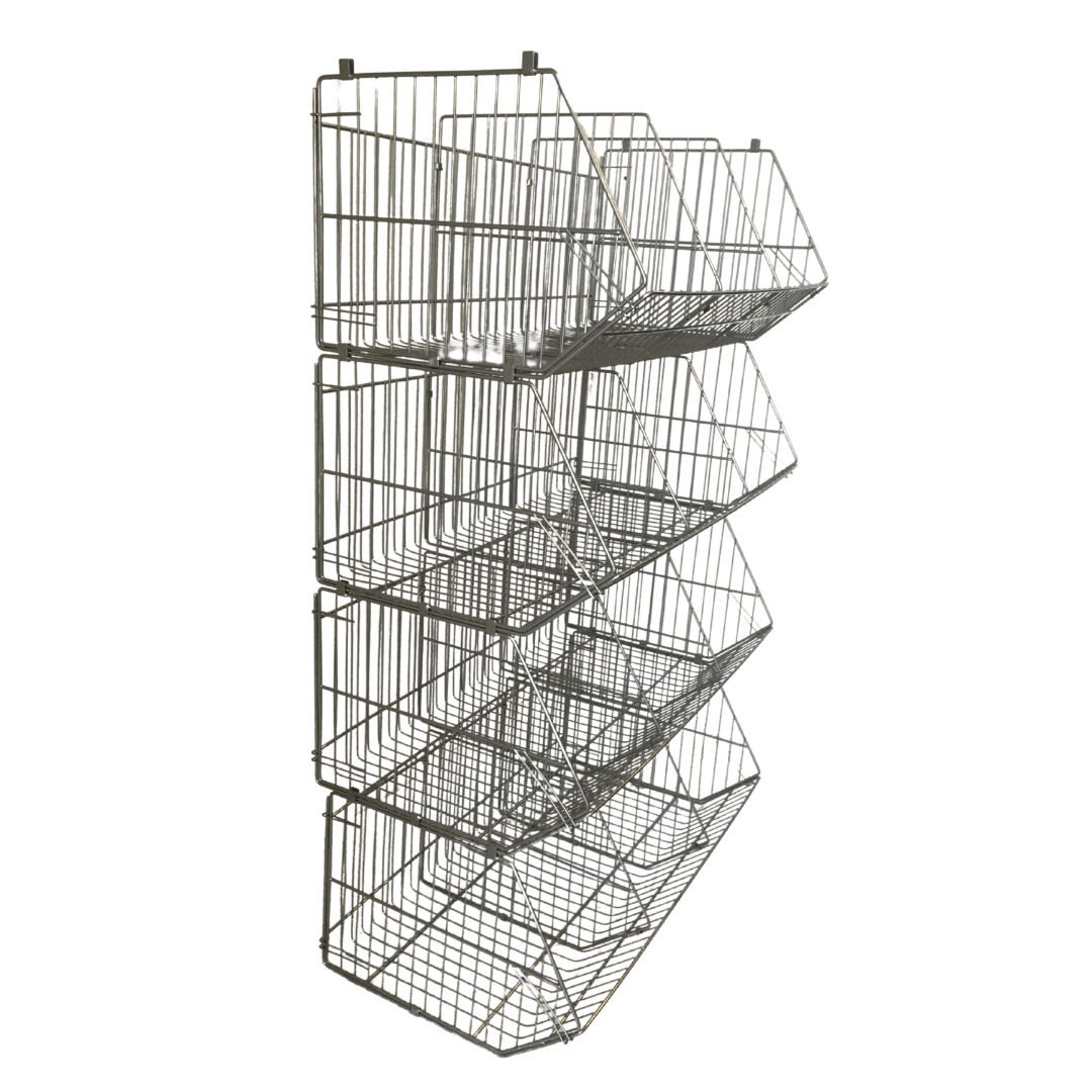 Large Wire Storage Stacking Display Basket (Single), 900mm Single Basket - White, Filstorage