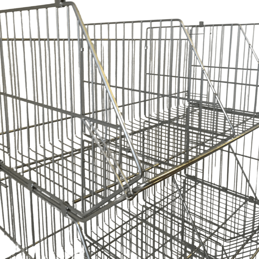 Set of 4 Large Wire Storage Stacking Display Baskets & 8 Dividers, 900mm White Basket Stack Kit, Filstorage