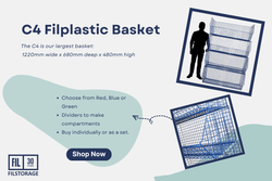 C4 (extra-large) Wire Storage Basket (single) 1220x680x480mm, C4 Wire Blue / 1, Filstorage