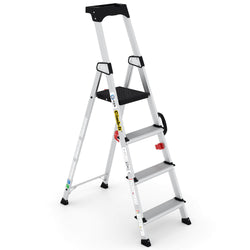 Professional Aluminium Stepladders with Carry Handle (3-7 tread), 4 Treads, Filstorage