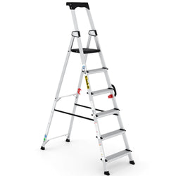 Professional Aluminium Stepladders with Carry Handle (3-7 tread), 6 Treads, Filstorage