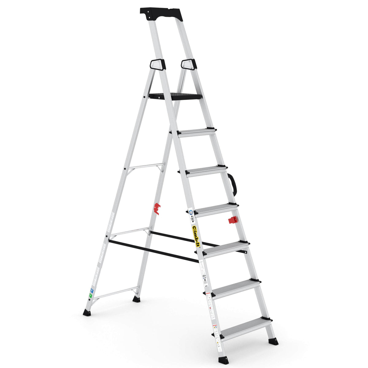 Professional Aluminium Stepladders with Carry Handle (3-7 tread), 7 Treads, Filstorage